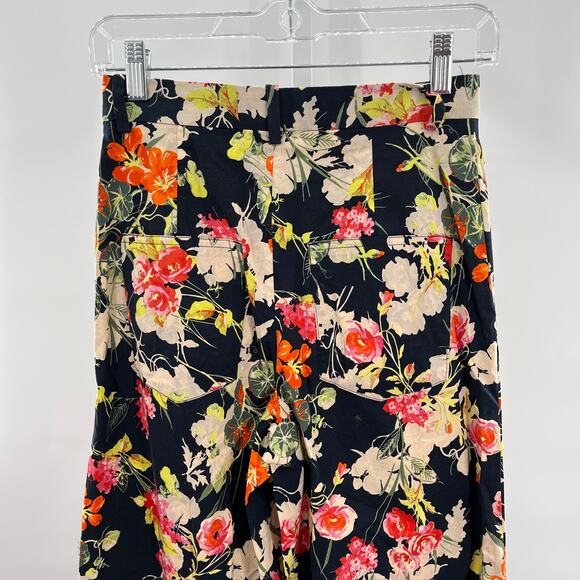 Zara Woman Black Multicolor Floral Cotton Blend Pants Women Sz XS - Picture 6 of 13